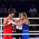 image for Algerian boxer Imane Khelif shakes hands with her opponent who called her a demon yesterday