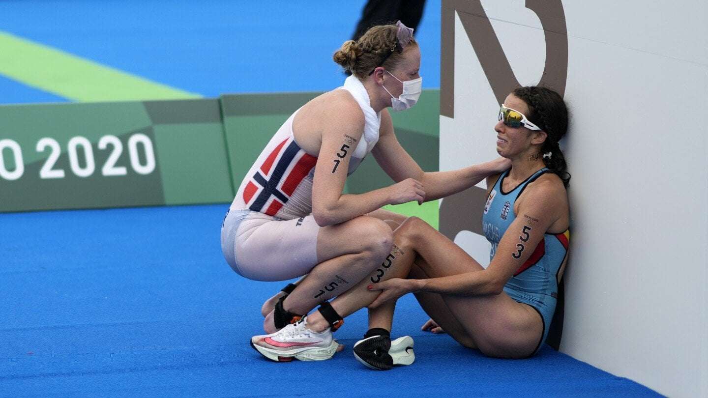 image for Belgium withdraws from mixed relay triathlon after athlete who swam in Seine River falls ill