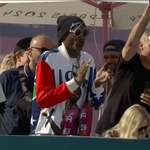image for Snoop Dogg and Tony Hawk watching the Olympic Skateboarding