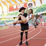 image for Olympic long jump gold medalist Tara Davis-Woodhall with husband, paralympian Hunter Woodhall