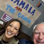 image for Selfie of Kamala Harris and Tim Walz together