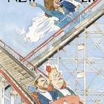 image for The New Yorker cover featuring Harris/Walz and Trump/Vance.