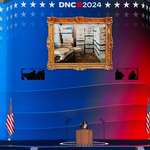 image for "Framed" photo of the classified documents stored in Mar-a-Lago shower displayed at The DNC
