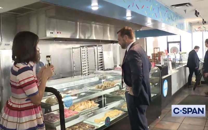 image for Donut Shop Worker Refuses to Be on Camera with JD Vance During Campaign Stop