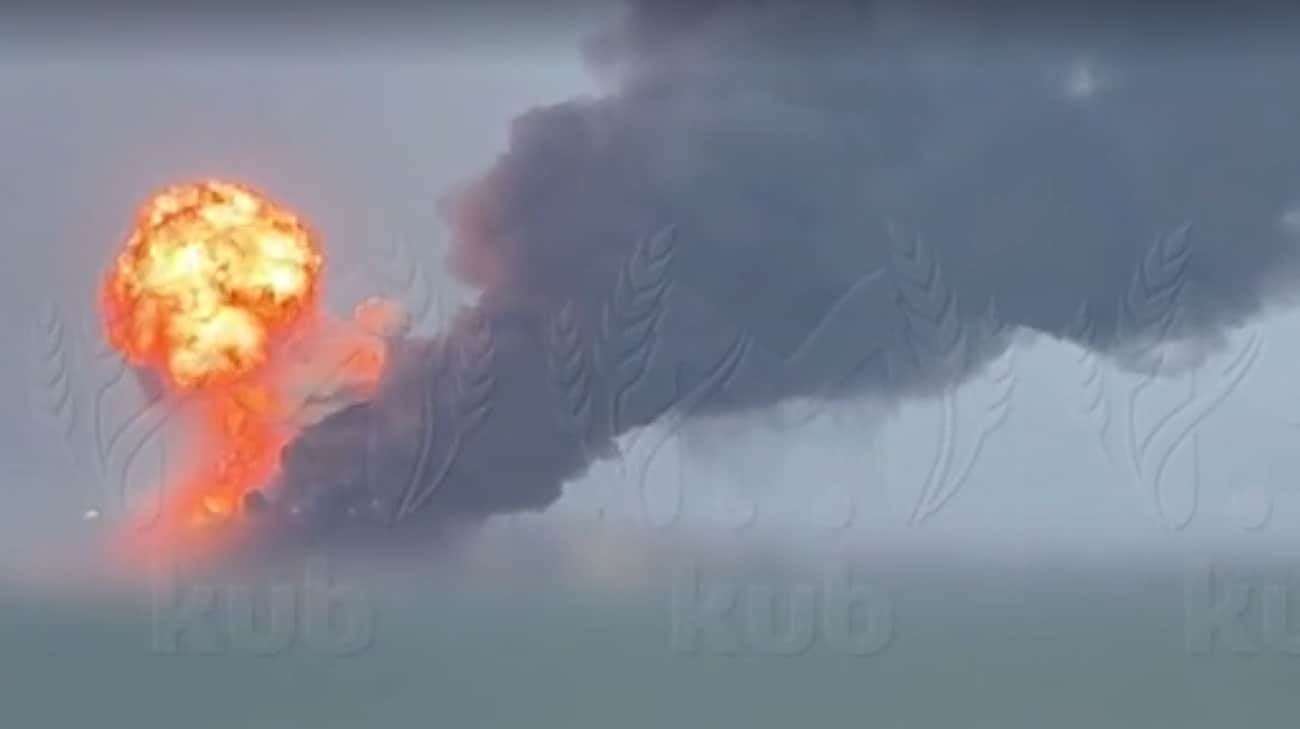 image for Ferry loaded with fuel in Russian Kavkaz port struck by Ukrainian missile