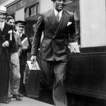 image for American athlete Jesse Owens in London after winning four gold medals at the 1936 Berlin Olympics