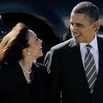 image for President Obama walks with California Attorney General Kamala Harris on April 4, 2012