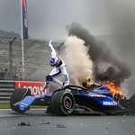 image for Logan Sargeant leaping out of his burning car at the Dutch Grand Prix