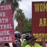image for Protestors wave flags at a recent Arizona State University rally