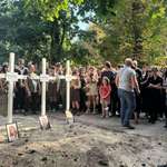 image for A man looks at the graves of his wife and daughters killed by a russian missile a couple of days ago
