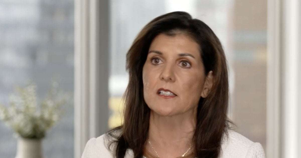 image for Nikki Haley, asked if she thinks Trump is a "good candidate," replies "I think he is the Republican nominee"