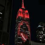 image for Empire State Building lit up with Darth Vader's colors on March 21, 2024. For James Earl Jones.