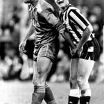 image for Vinnie Jones squeezes Paul Gascoigne's genitals during the football match. London, 1987.