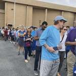image for Line to get into Tim walz rally in Bethlehem PA that started at 12:30pm. Line up started at 4am.