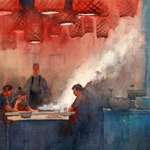 image for I ate some amazing hot pot and painted the restaurant in watercolor