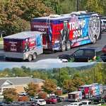 image for This Gaudy Bus at my Early Voting Center Blocking Parking