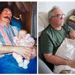 image for My dad holding me at 5 months, and holding my daughter at 5 months