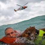image for A sailor and his dog are rescued 20 miles off the Florida coast after Hurricane Helene.