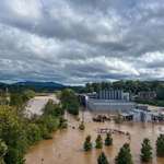 image for NC town under water. It's ok, global warming is not real. Vote for Trump.