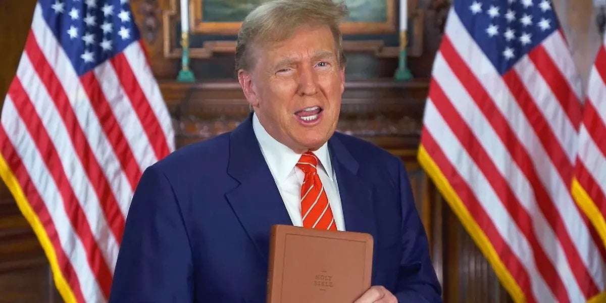 image for Holy Grift! Trump Bibles Miraculously an Exact Match for Oklahoma Public Schools Mandate