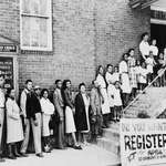 image for Americans waiting to register to vote in 1948