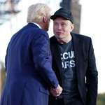 image for Elon Musk closely shaking hands with Donald Trump at his rally in Butler, PA (October 5, 2024)
