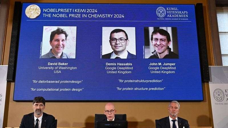 image for Nobel Prize in chemistry awarded for work on proteins to David Baker, Demis Hassabis and John Jumper