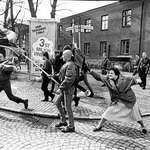 image for 1985 Sweden. Danielson, a Jewish woman whose mother survived Auschwitz hitting a Nazi with her bag