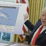 image for President Trump showing off his personally altered map of hurricane path prediction