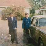 image for A young Elon Musk and his brother Kimbal Musk with their father's Rolls-Royce on their way to school