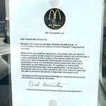 image for The Macdonald's that Trump visited posted a notice saying they were closed for Trump's staged visit.
