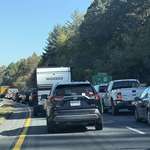 image for Trump visiting a disaster ravaged area just for a photo op. All major roads are like this.