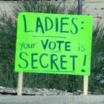 image for 'Ladies: Your Vote is SECRET' signs all over Arizona.