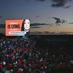 image for Trump rally banner. Everything is projection.