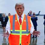 image for Unedited photo of Donald Trump campaigning as a garbage man