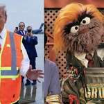 image for Donald Trump (garbageman cosplay) and Ronald Grump (Sesame Street)