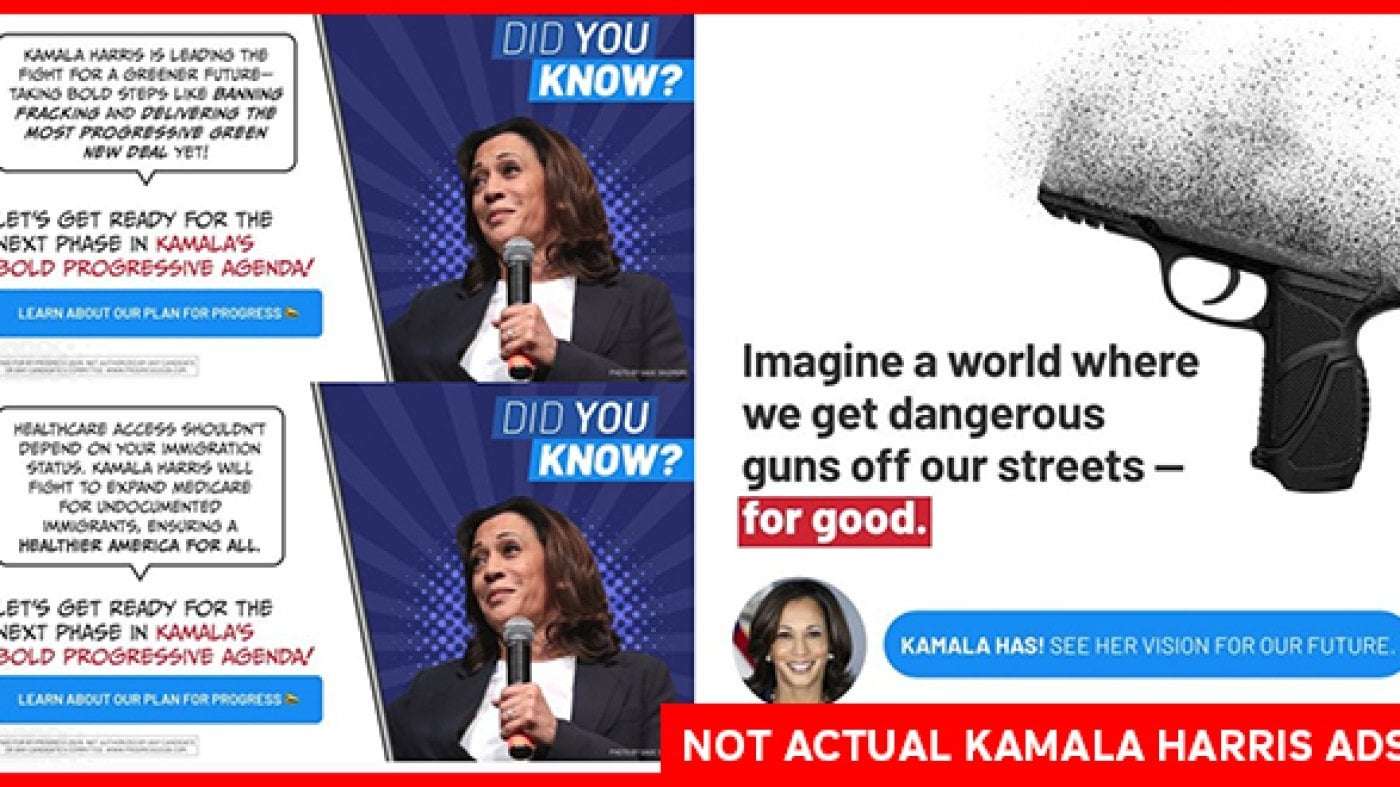 image for An Elon Musk-backed political group is posting fake Kamala Harris ads on Facebook