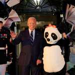 image for Biden and First Lady (yes the panda) host a trick-or-treaters celebration  at the White House