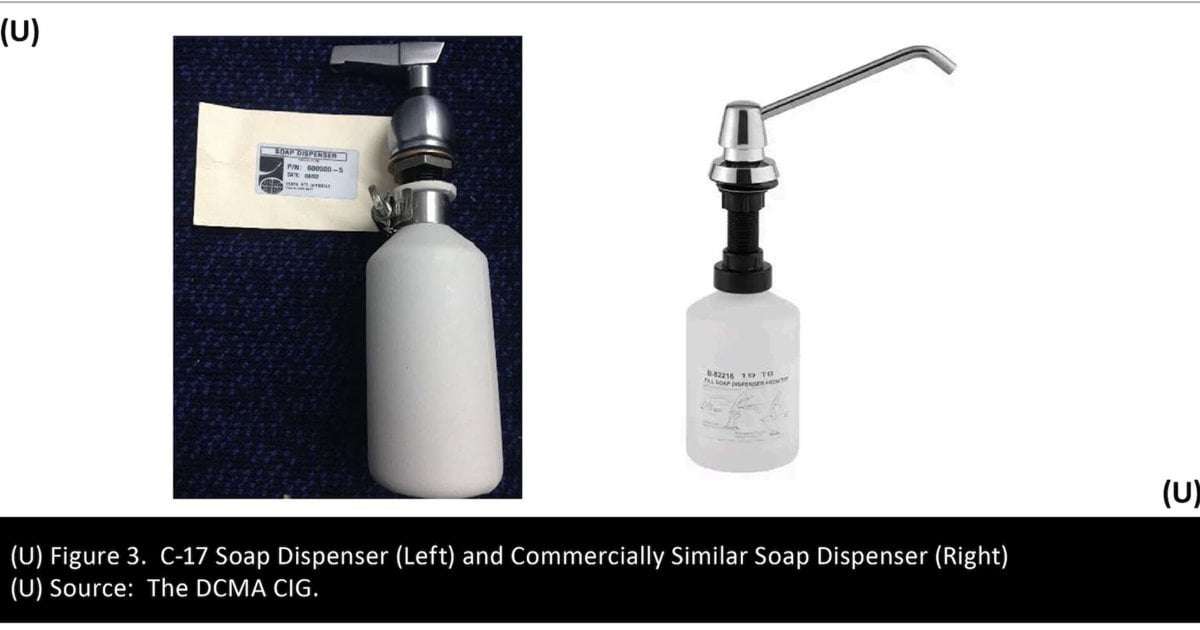 image for Air Force overpaid nearly 8,000% for soap dispensers on military aircraft, watchdog report says