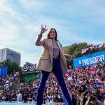 image for Vice President Kamala Harris Holds an “I Love You” Sign During a Campaign Event in Georgia