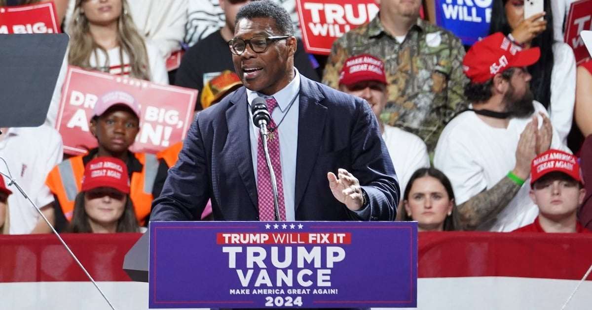 image for Herschel Walker Makes Trump Jr. Gaffe During Surprise Rally Speech