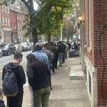 image for Line going down the block for voting in Philadelphia
