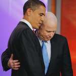 image for Barack Obama and John McCain Embrace After Their 2008 Debate