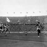 image for Jessie Owens wins 100m Gold, 1936 Olympics, Berlin. Humiliating Hitler & his Master Race mythology