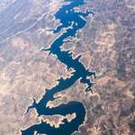 image for The blue Dragon river in Portugal seen from Space.