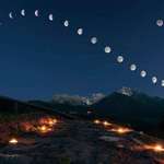 image for The moon captured at the same location and time over 28 days.