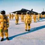 image for A gathering of Lockheed "Skunk Works" SR-71 pilots in pressurized uniforms by Eric Schulzinger