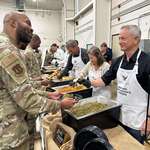 image for Gary Sinise serves a Thanksgiving meal to the Tennessee National Guard on Monday