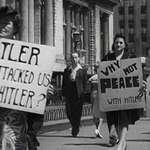 image for Americans holding pro-Hitler signs during WWII saying "America is for Americans"