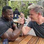 image for Former White House chef (for 4 administrations) Andre Rush arm wrestling chef Gordon Ramsay